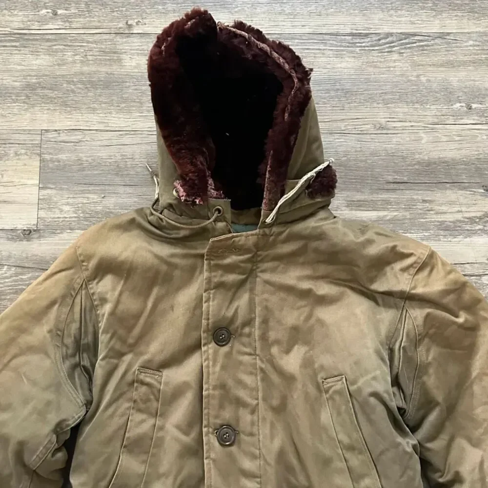 Vintage 40s WWII USN B9 B11 Parka Deck Jacket Size Medium